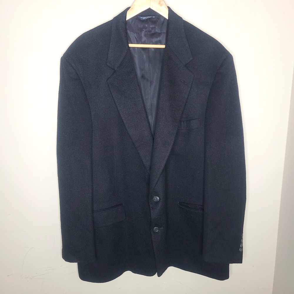 Vintage Palm Beach Blazer Mens Black Camel Hair 2 Button Jacket